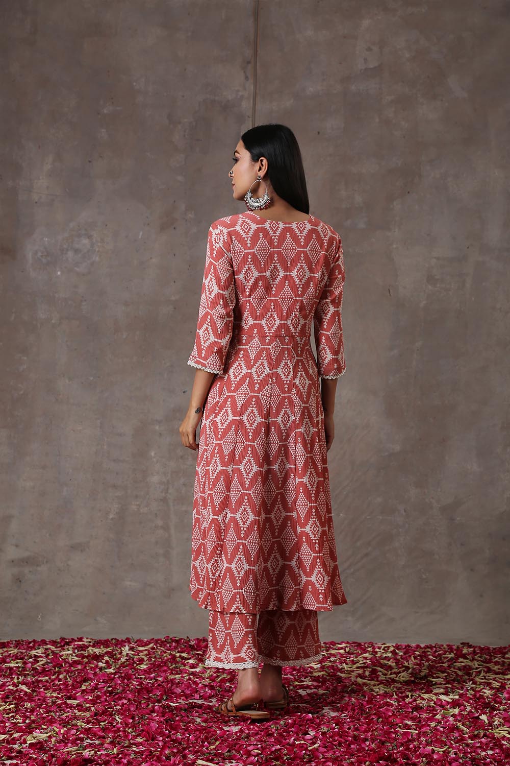 Red Shaded Attached Garara Set
