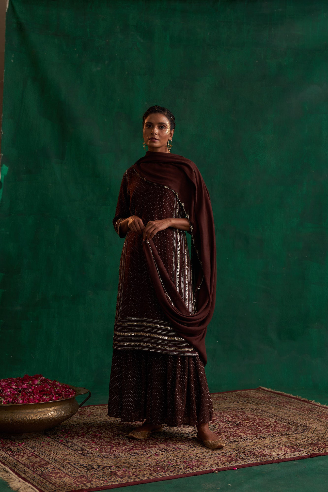 Mustard Yellow Block Printed Sharara Set