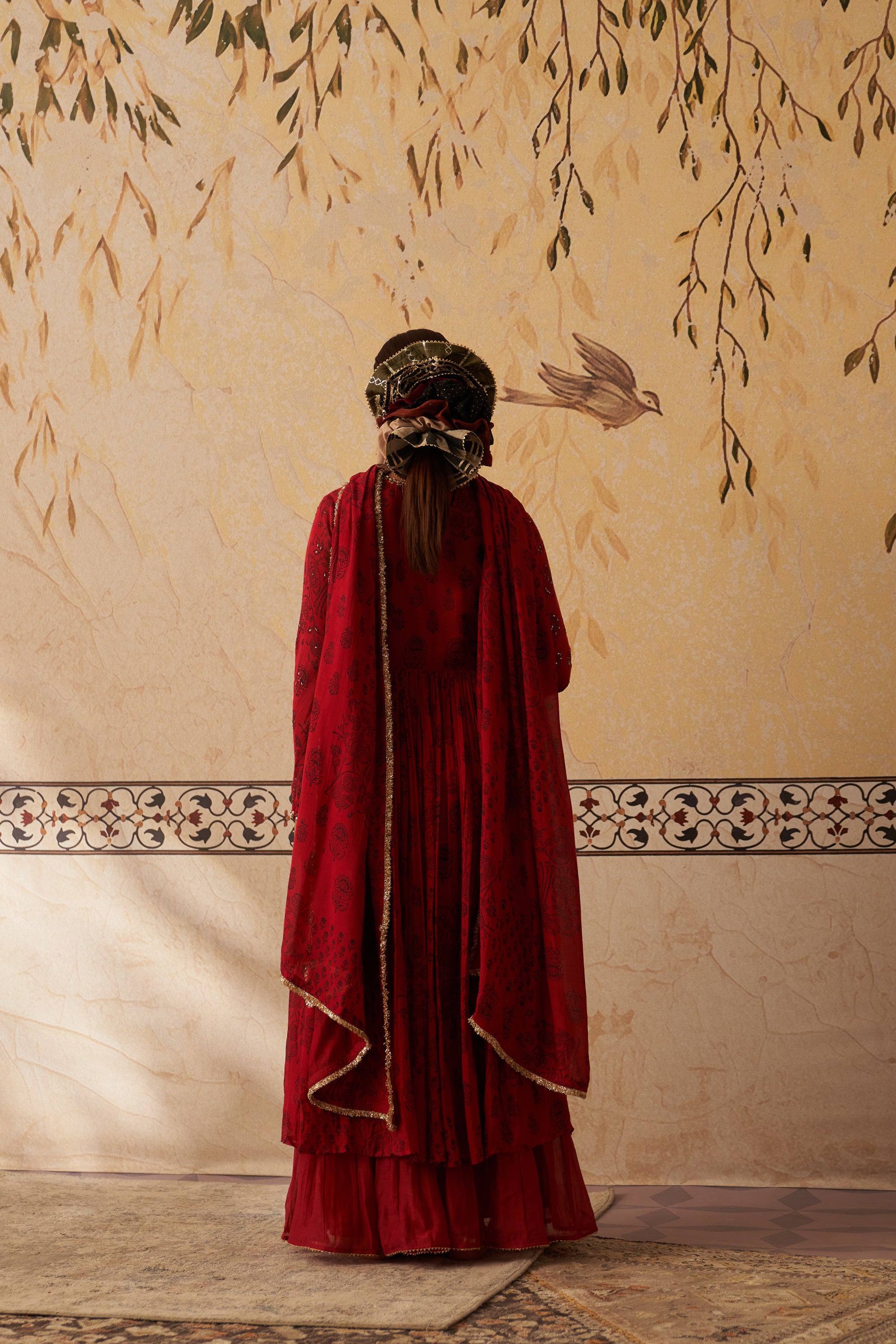 Maroon Mul Kalidaar Set