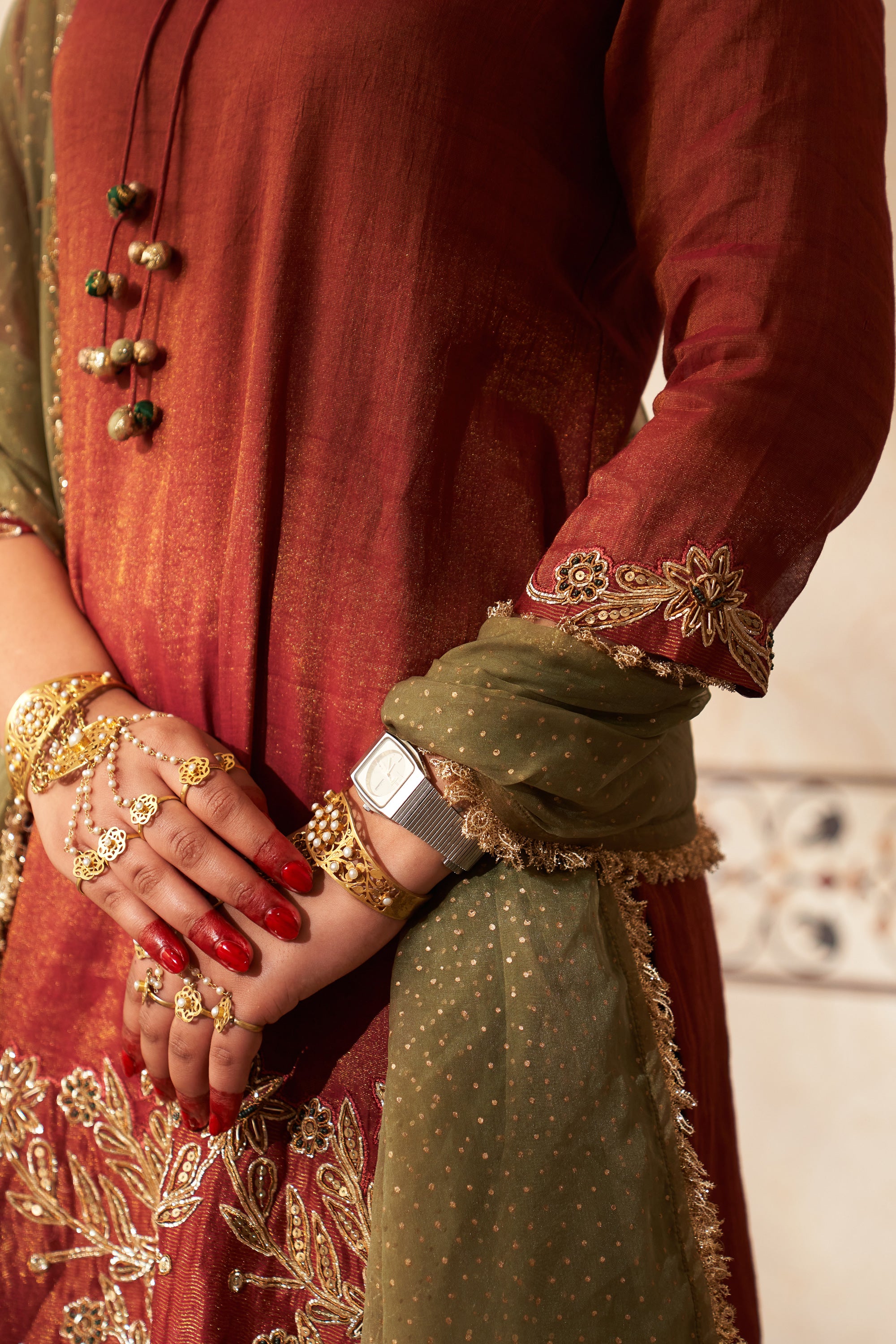 Maroon Tissue Garara Set