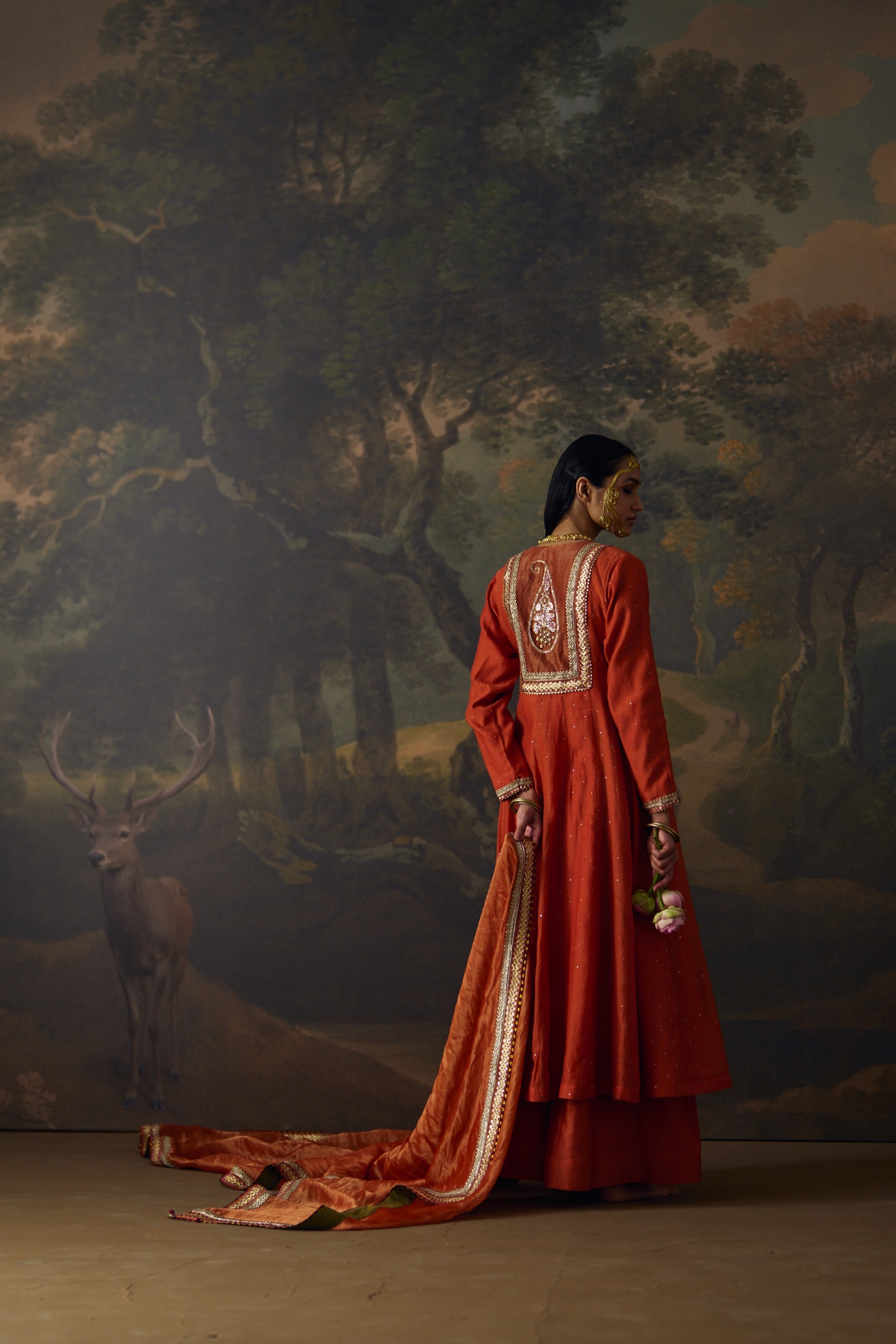 Rust Anam Angrakha Kalidar Set