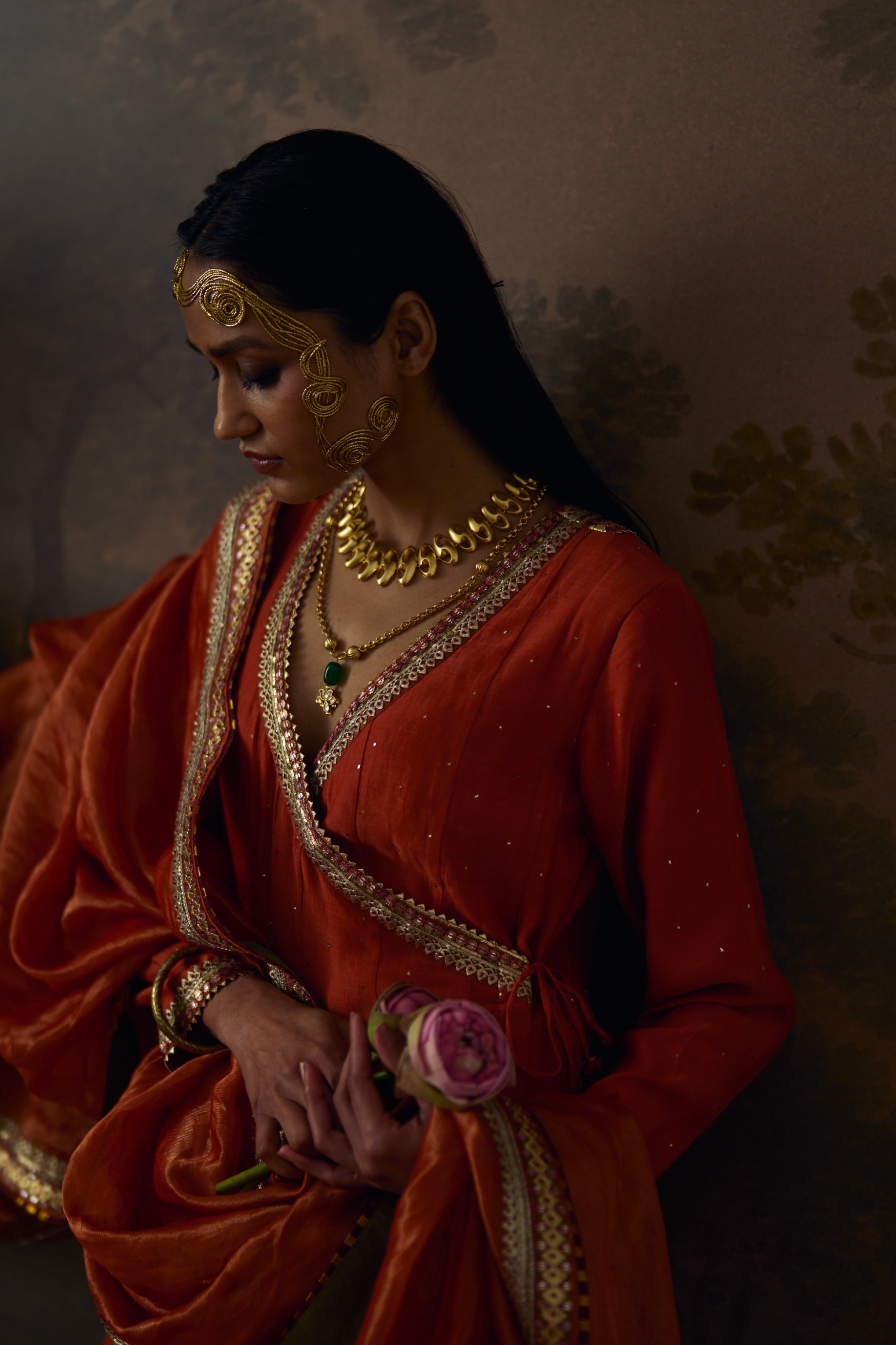 Rust Anam Angrakha Kalidar Set