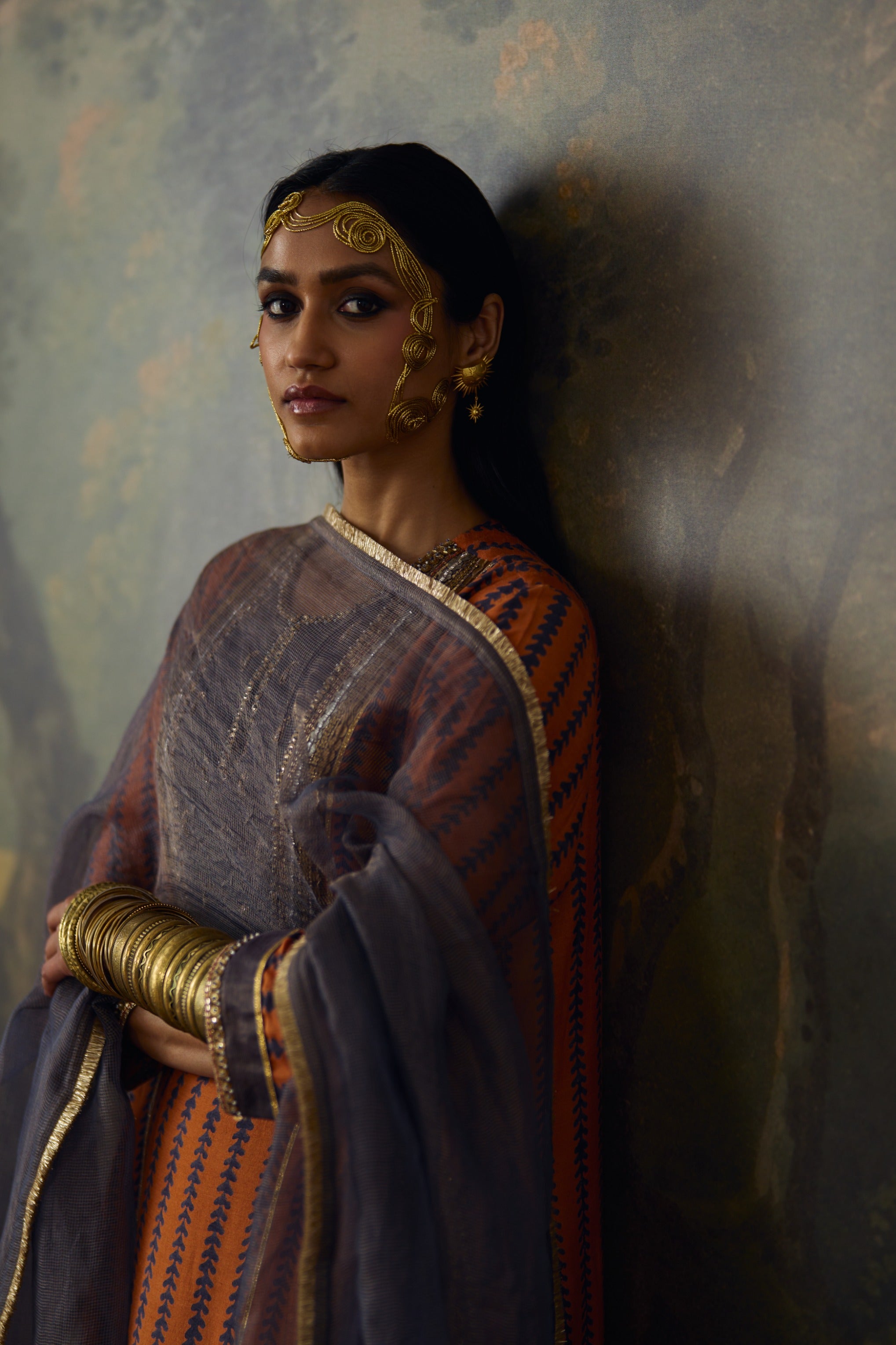 Paisley Rust Moga Silk Set