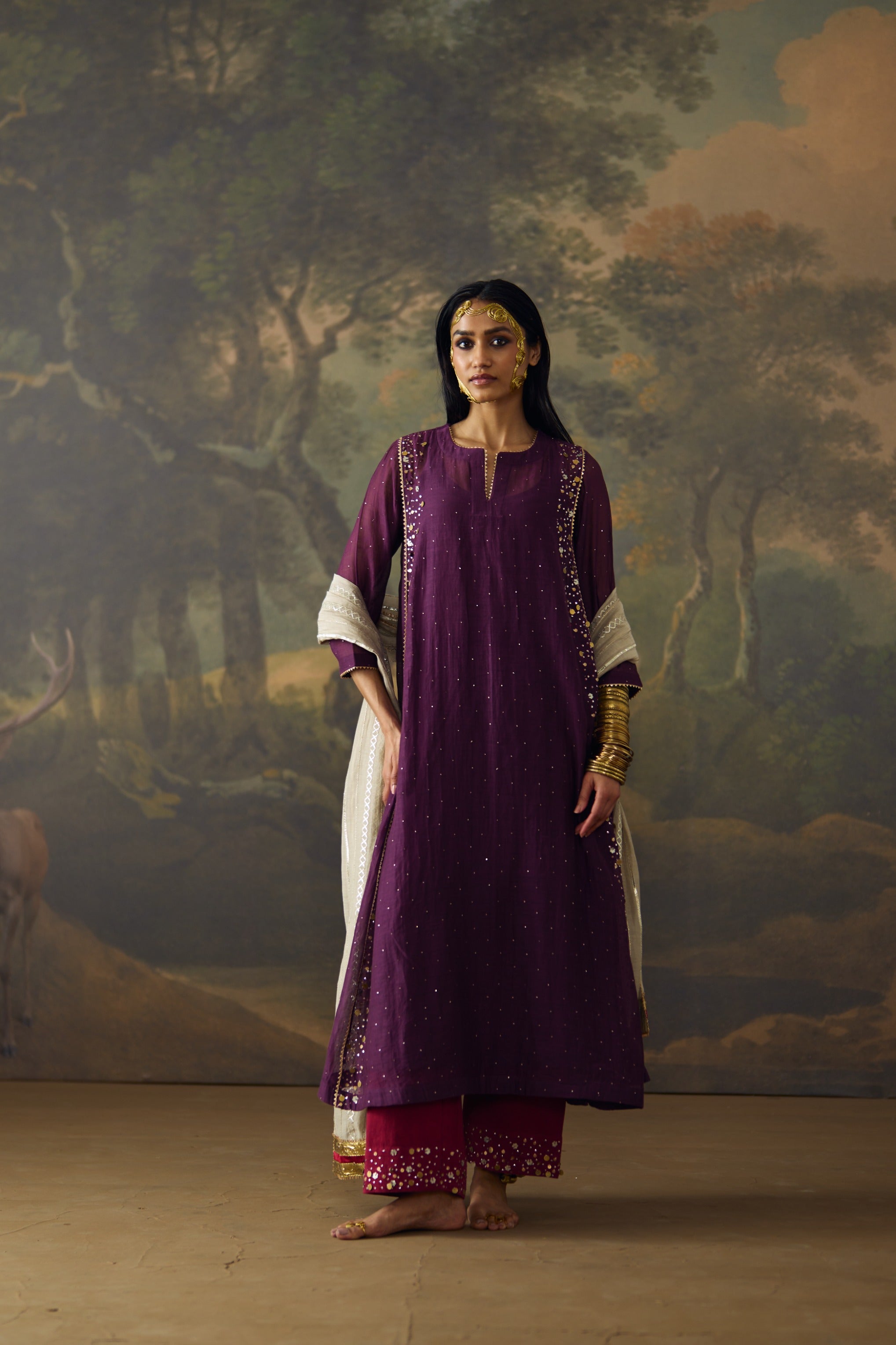 Purple Mukaish Sita Set