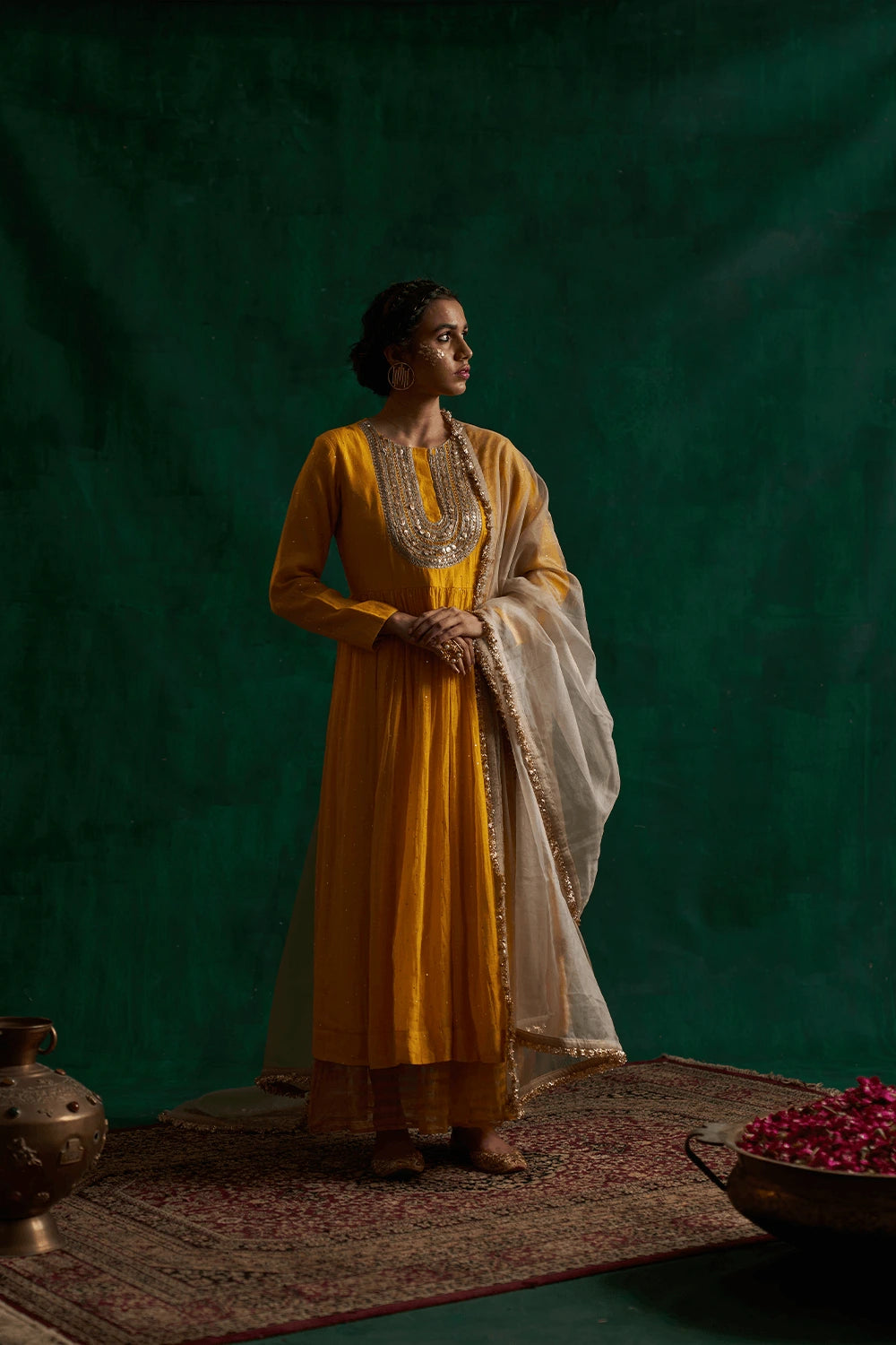 Turmeric Yellow Mukaish Kalidar Set
