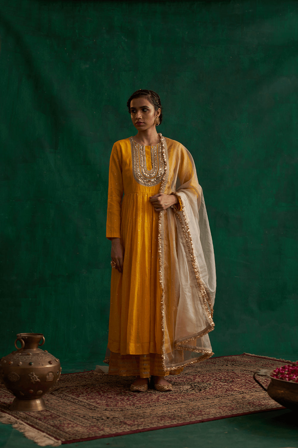 Turmeric Yellow Mukaish Kalidar Set