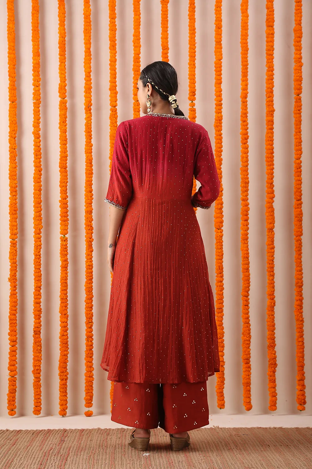 Red Rust Mukasish Double Gather Set