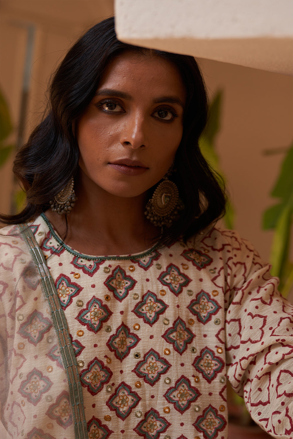 Off-White Maroon Khadi Anushree