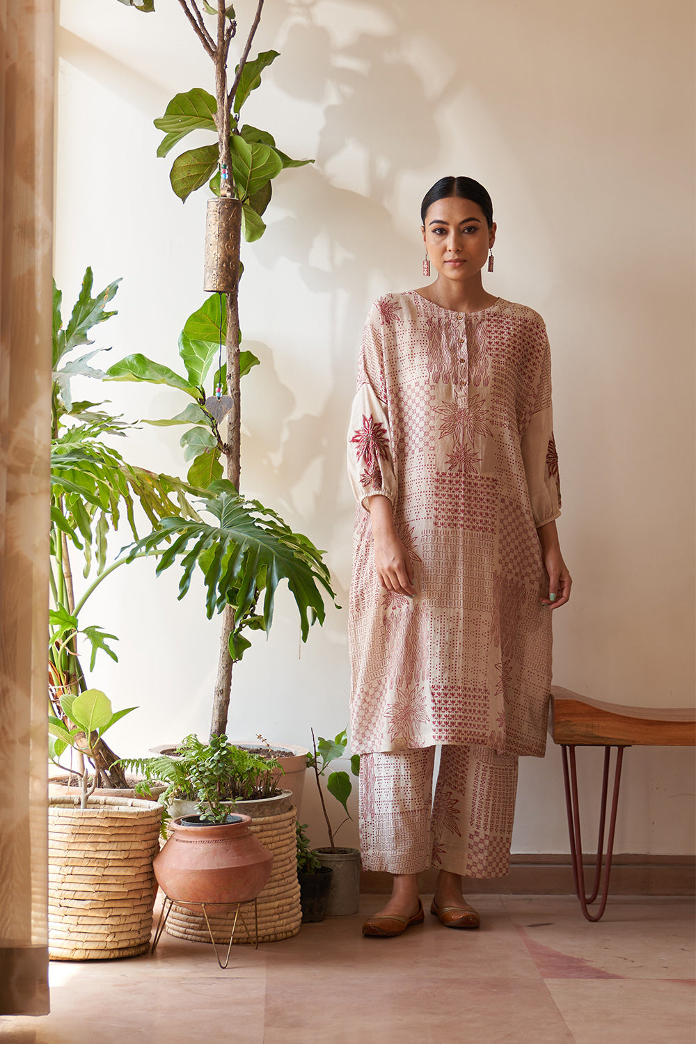 Jute Mix Print Kimono