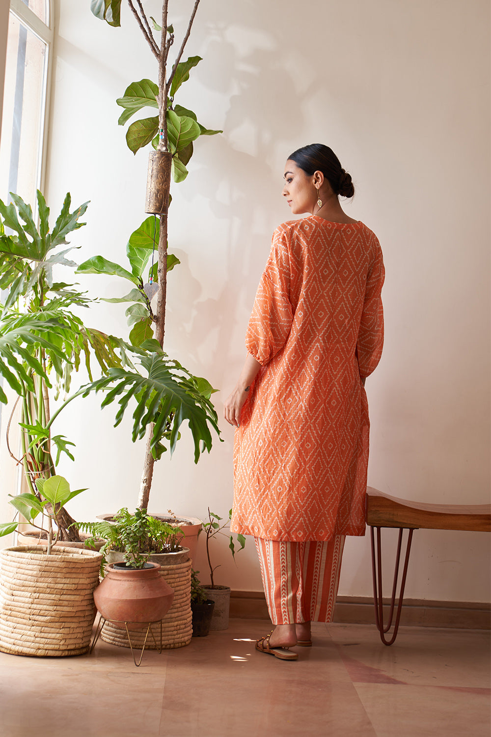 Orange Ikat Patri Kimono