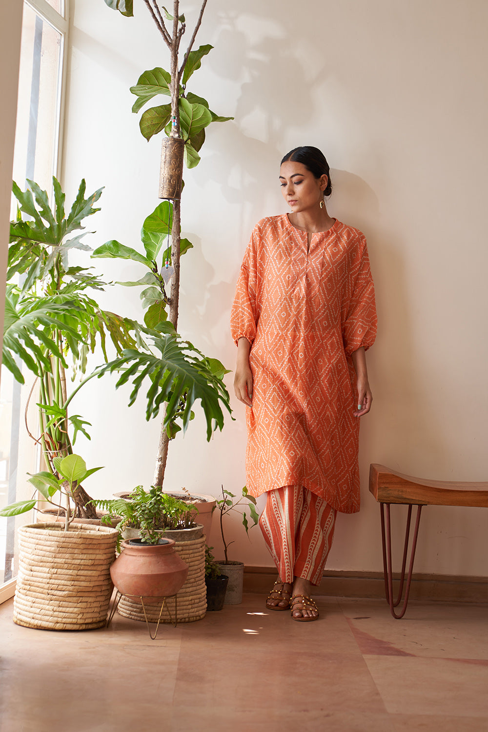 Orange Ikat Patri Kimono