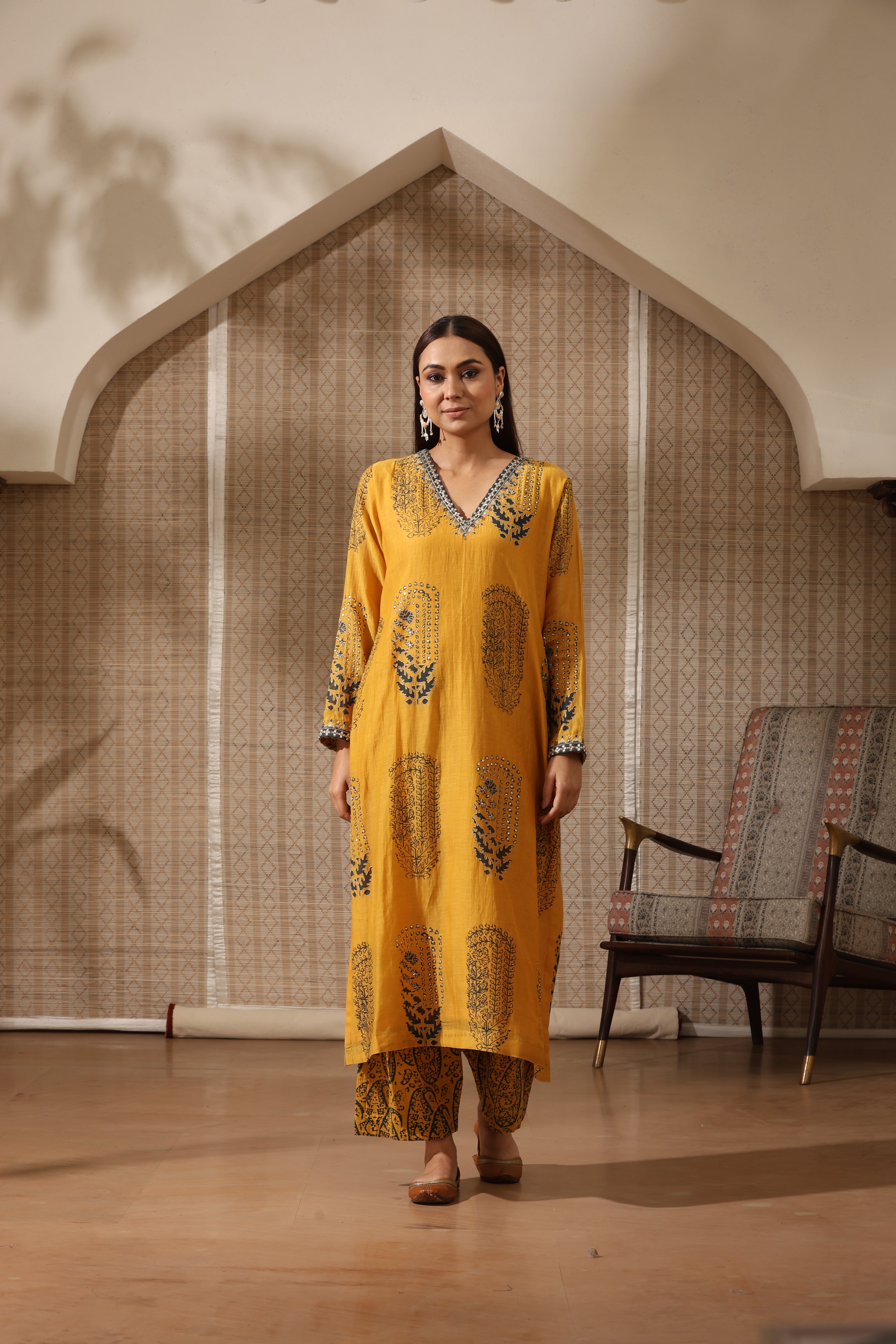 Mustard Carpet Chanderi Suit