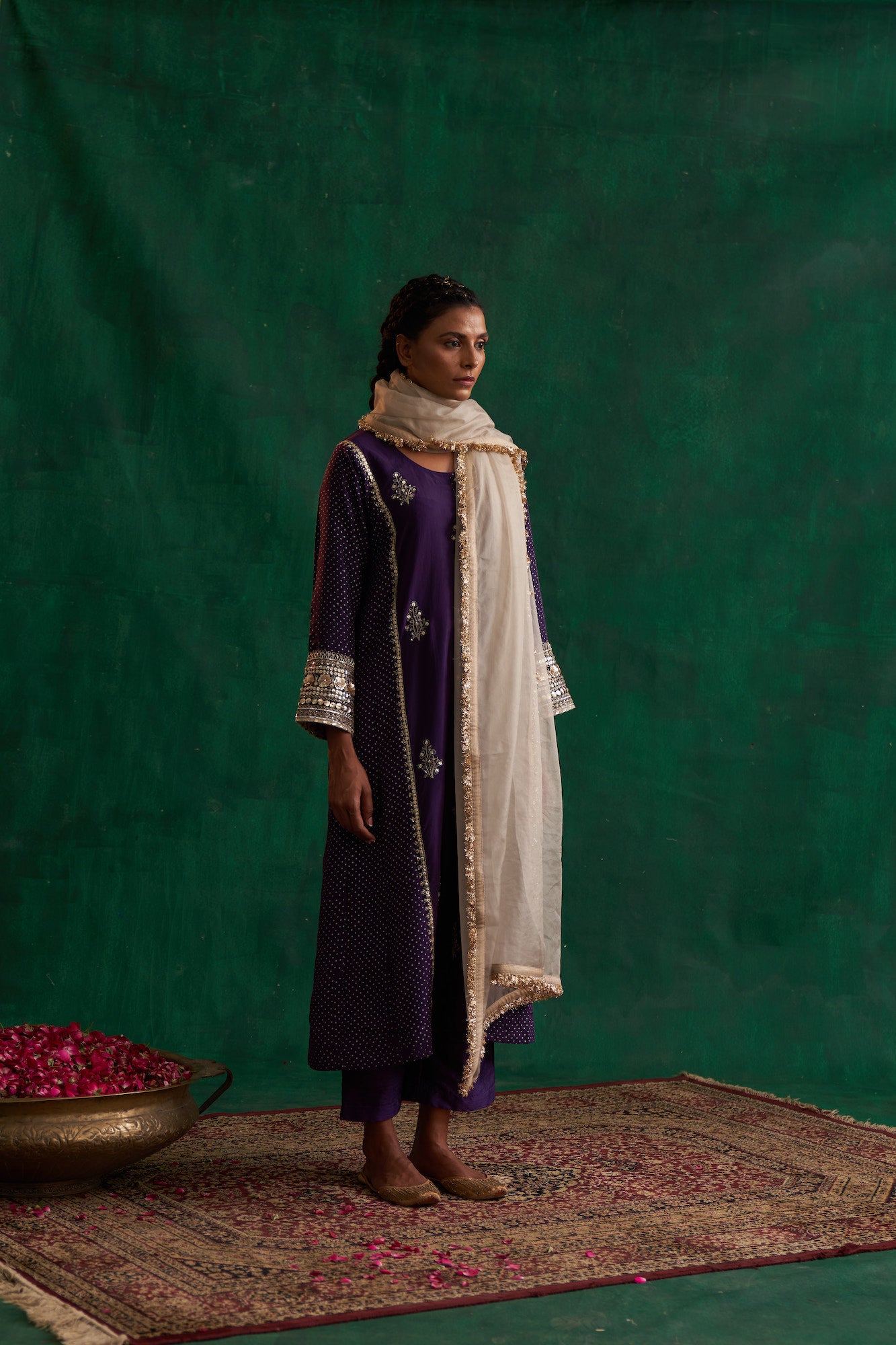 Deep Purple Silk Kurta Set