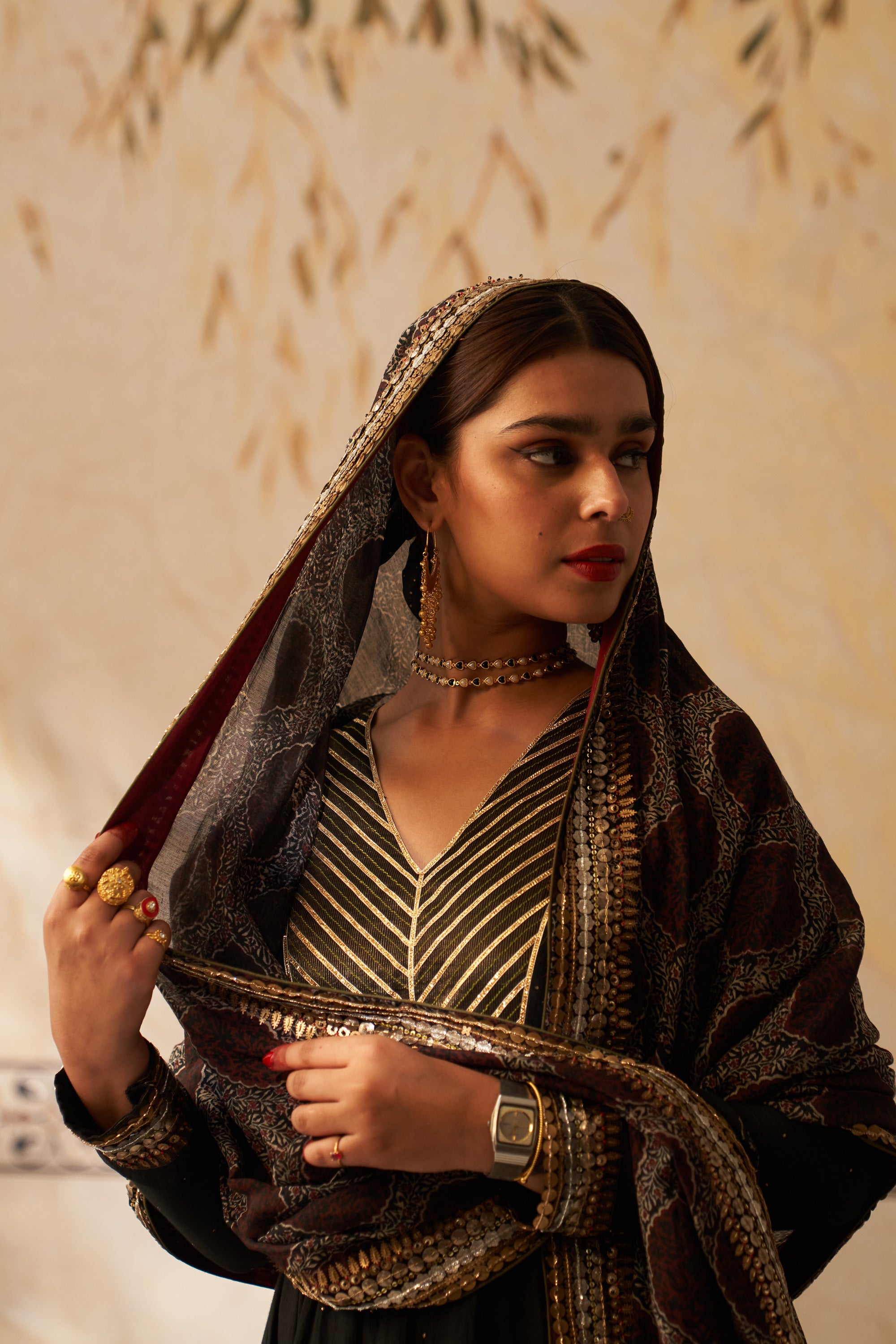Black Kalidaar Set with Ajrakh Dupatta