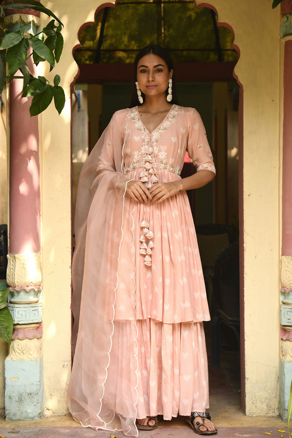 Light Pink Layered Hand Embroidered Dress