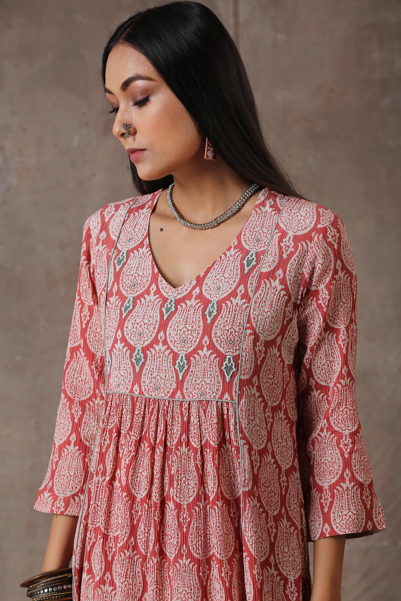 Hand Embroidered A line Kurta Set