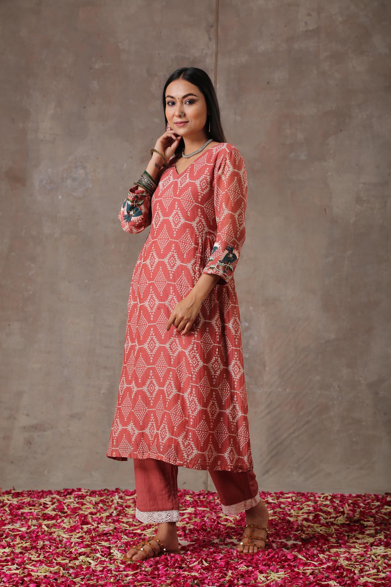 A Line Printed Kurta Set