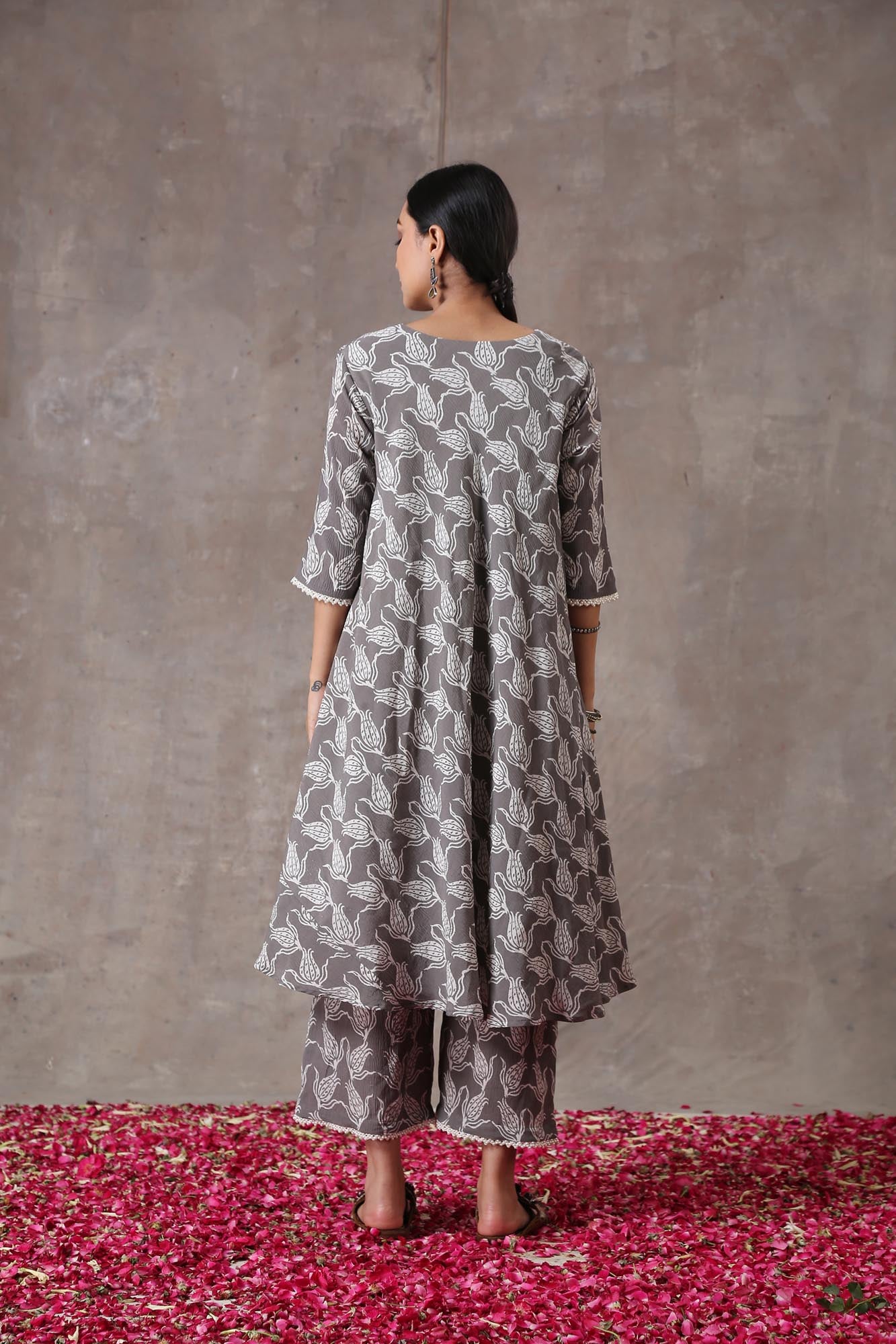 Block Printed Bias Kurta Set