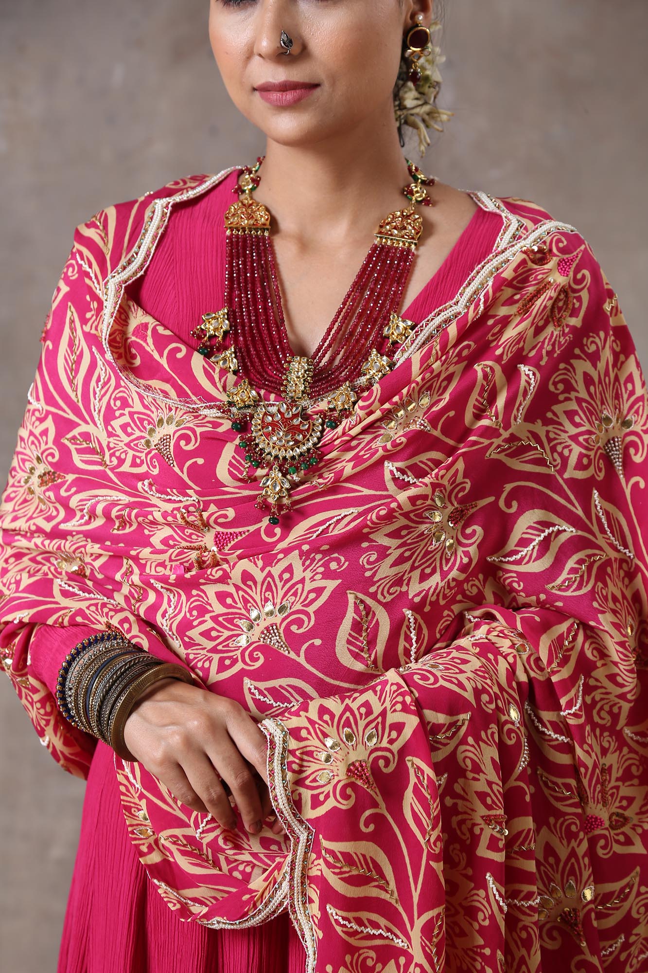 Rani Pink Crinkled kalidar Set