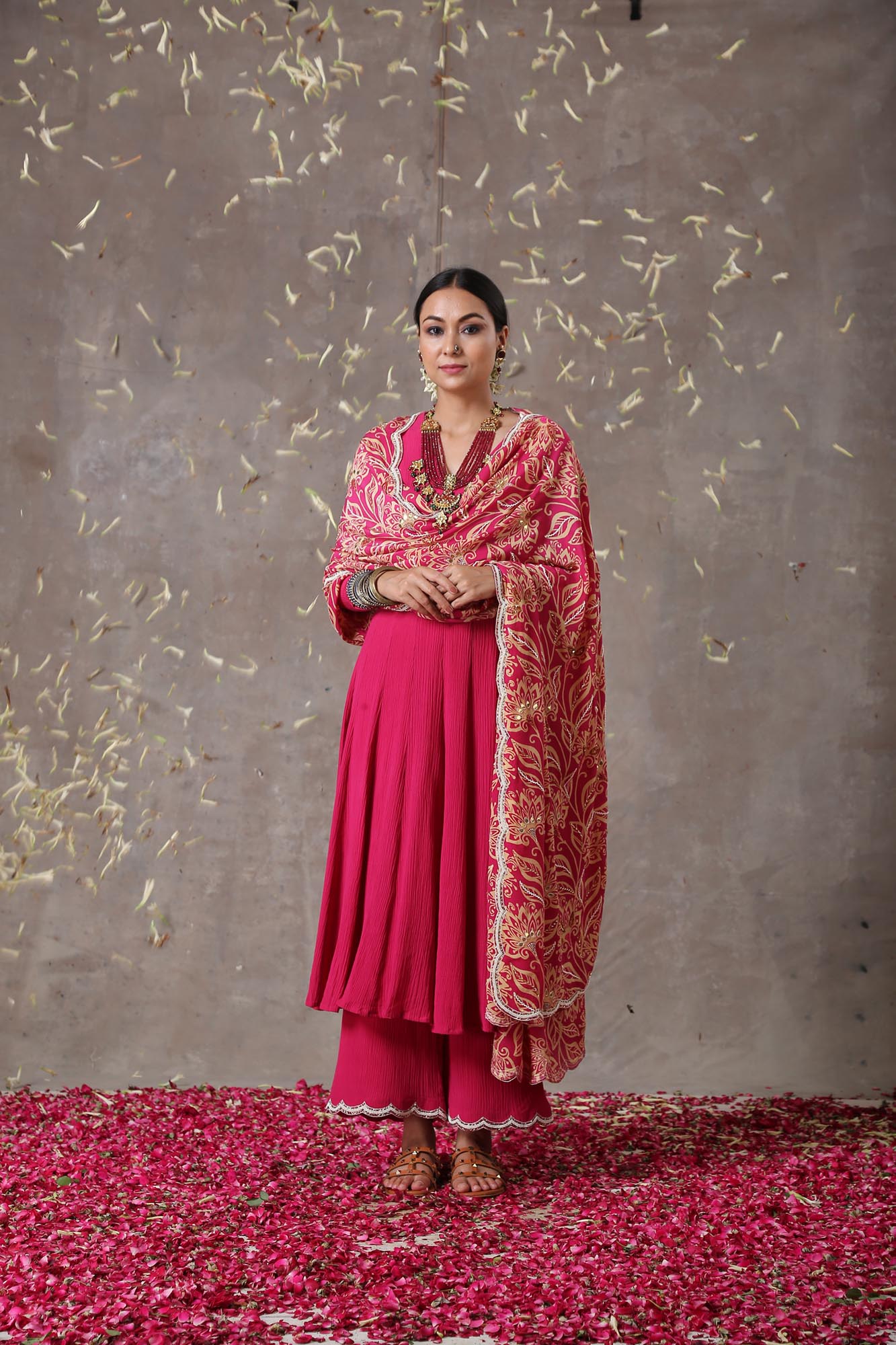 Rani Pink Crinkled kalidar Set