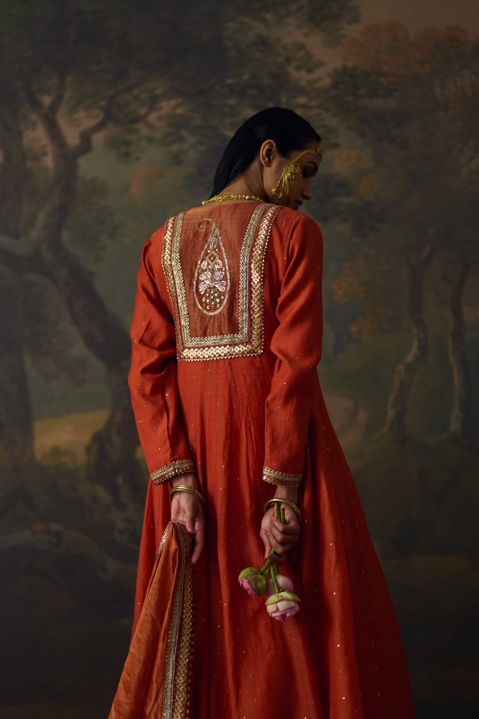 Rust Anam Angrakha Kalidar Set