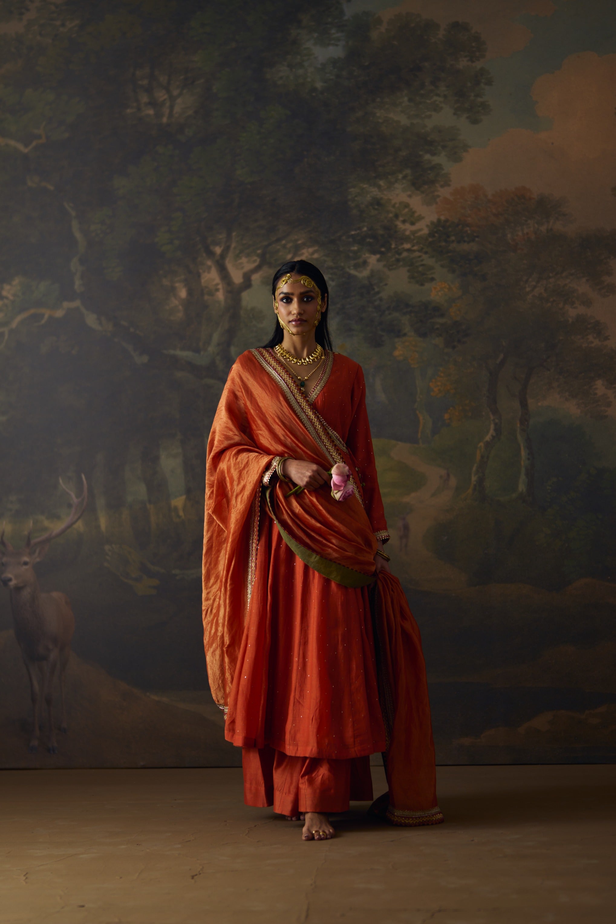 Rust Anam Angrakha Kalidar Set