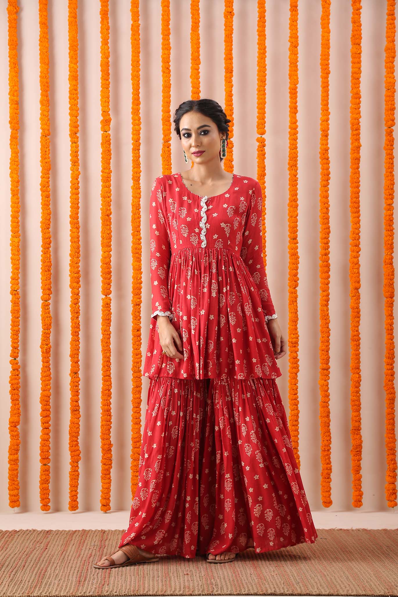 Vermillion Red Garara Set