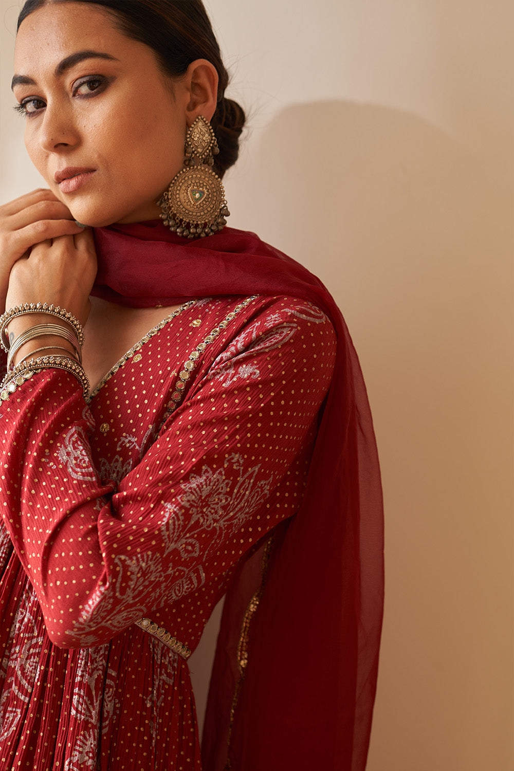 Maroon gathered sharara set