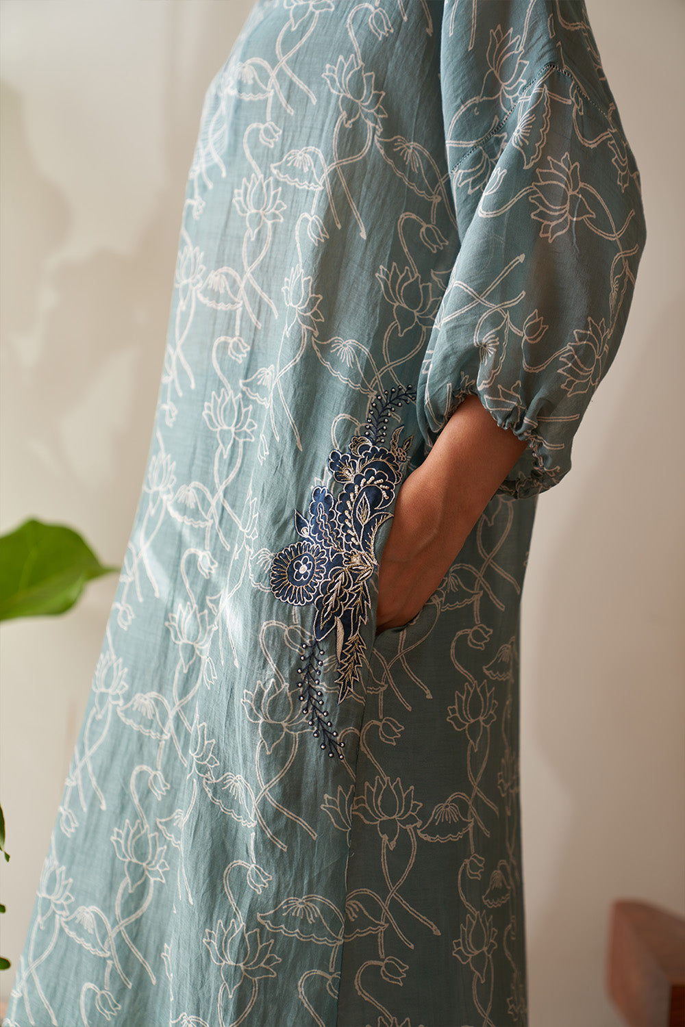 Salt Blue Lotus Kimono