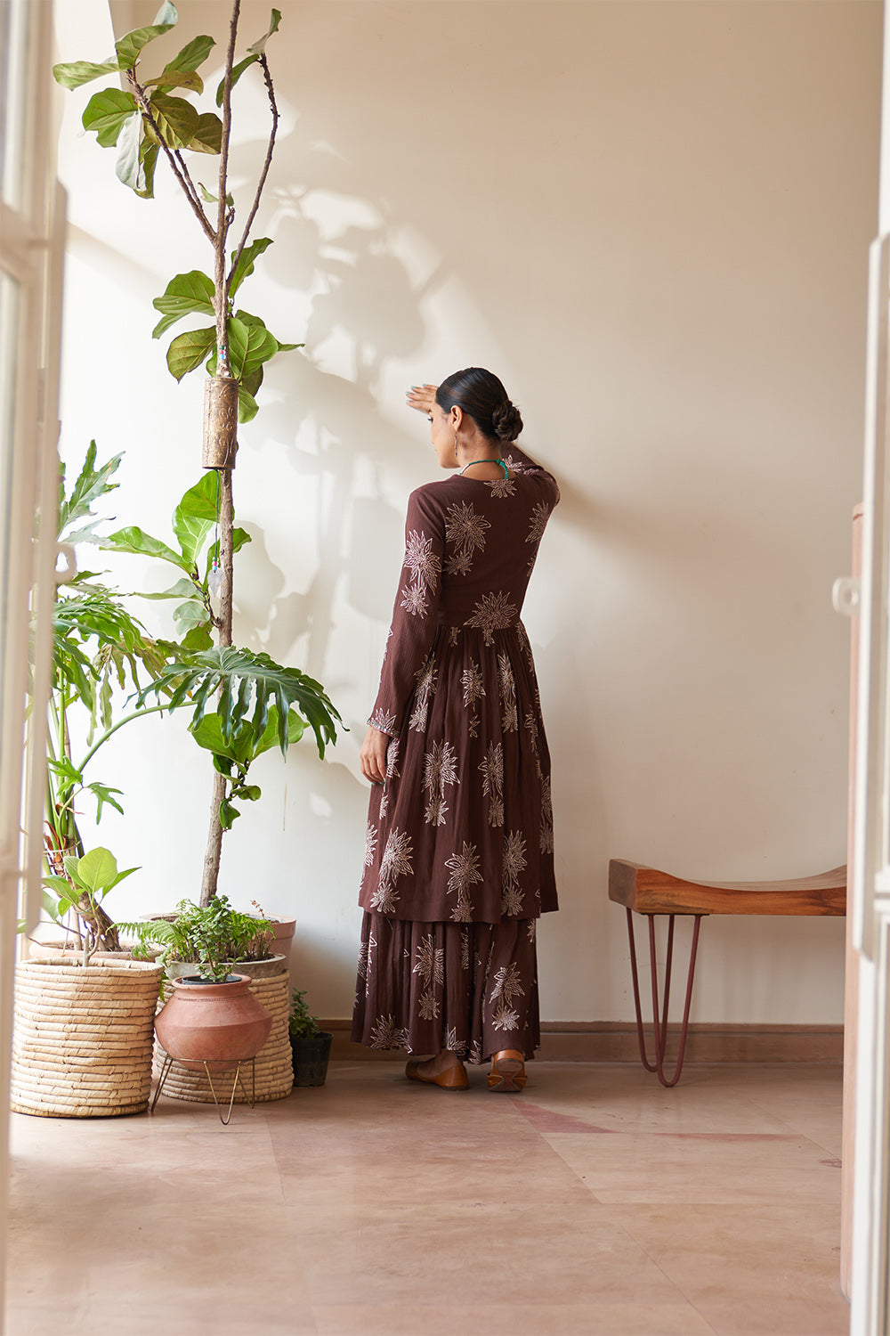Illa Arun In Crinkled Brown Nizami