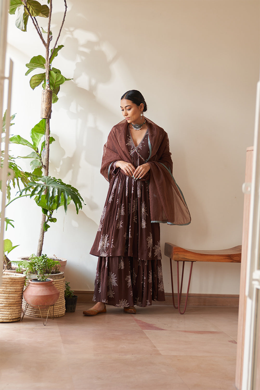 Illa Arun In Crinkled Brown Nizami