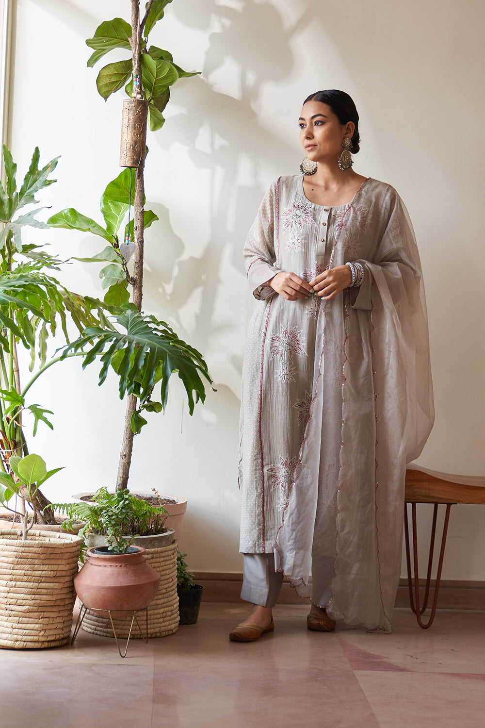 Grey Dahalia Kurta Set